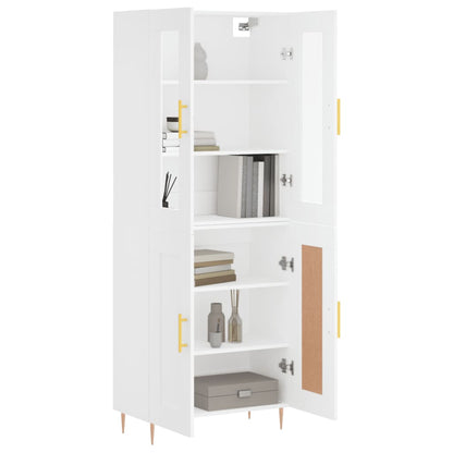 Skříň Highboard Bílá 69,5 X 34 X 180 Cm Kompozitní Dřevo
