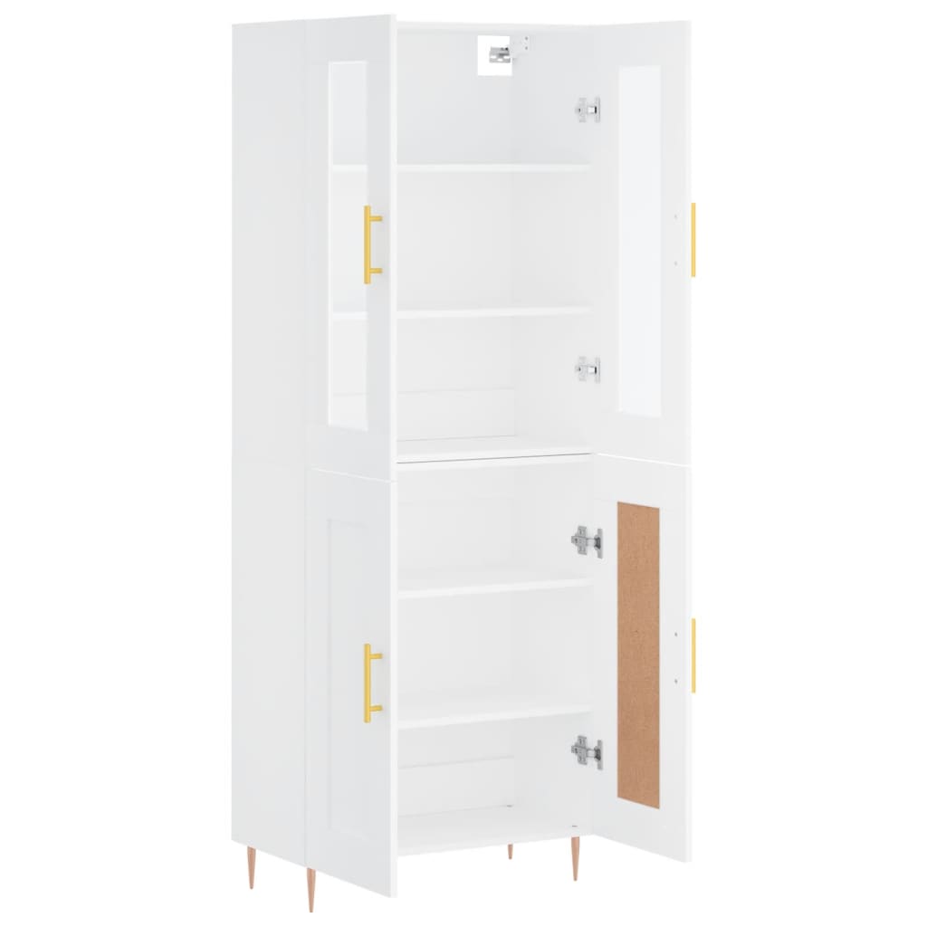 Skříň Highboard Bílá 69,5 X 34 X 180 Cm Kompozitní Dřevo