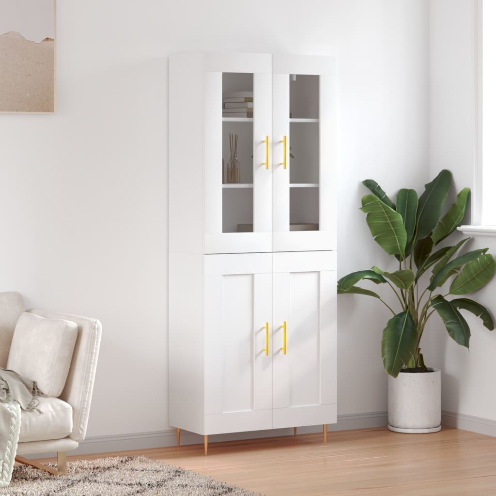 Skříň Highboard Bílá 69,5 X 34 X 180 Cm Kompozitní Dřevo