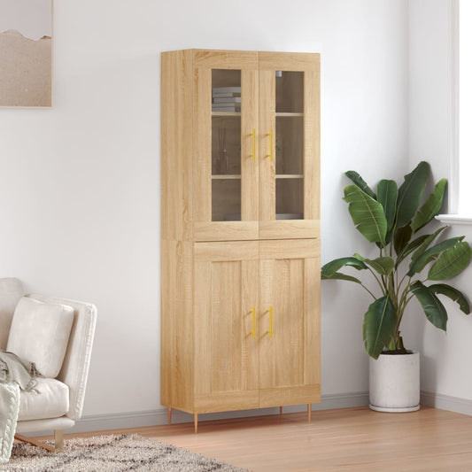 Skříň Highboard Dub Sonoma 69,5 X 34 X 180 Cm Kompozitní Dřevo