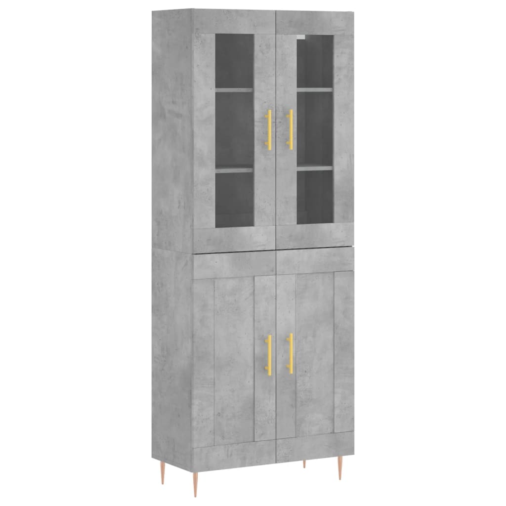Skříň Highboard Betonově Šedá 69,5X34X180 Cm Kompozitní Dřevo