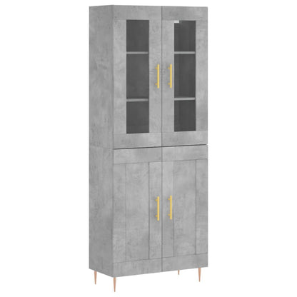 Skříň Highboard Betonově Šedá 69,5X34X180 Cm Kompozitní Dřevo