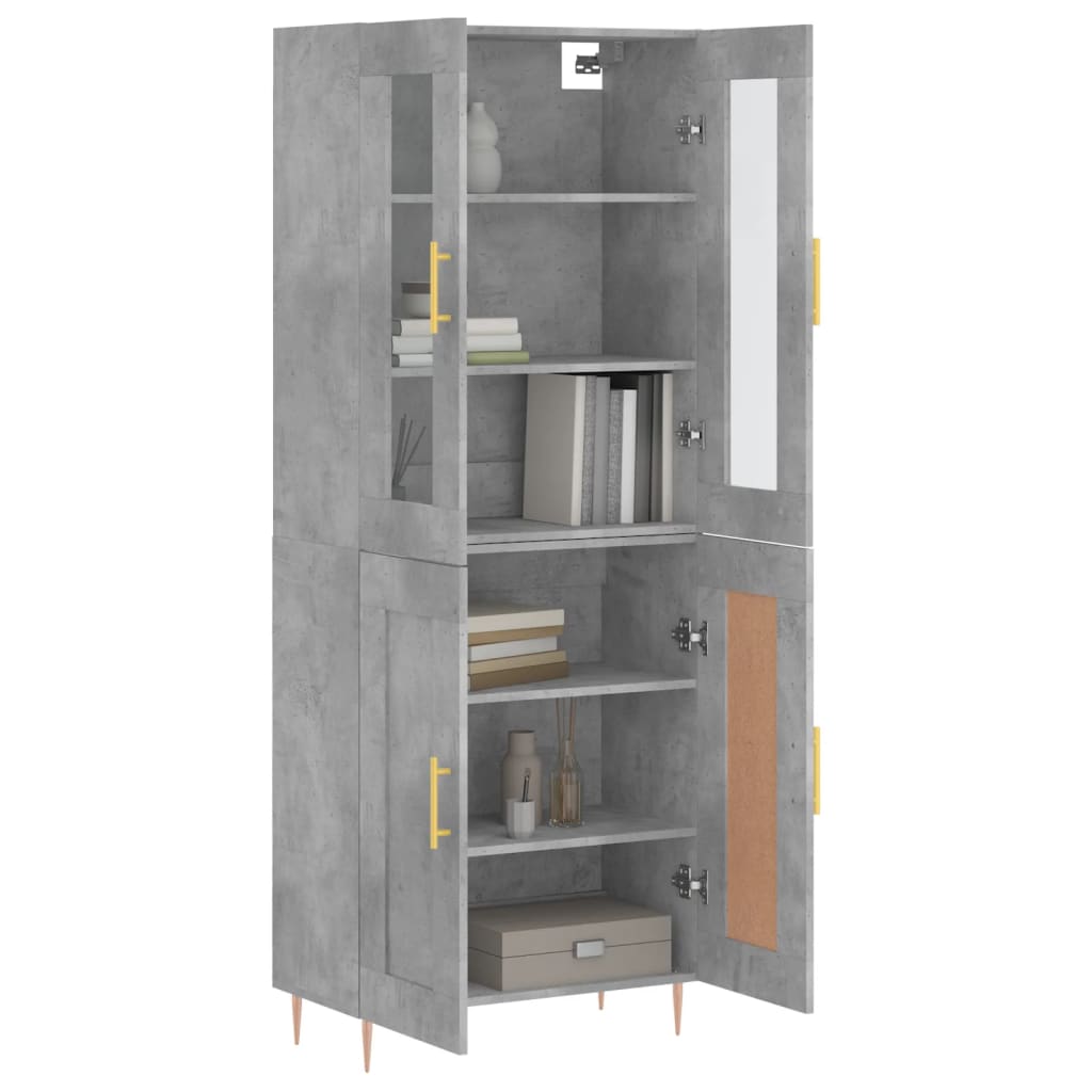 Skříň Highboard Betonově Šedá 69,5X34X180 Cm Kompozitní Dřevo