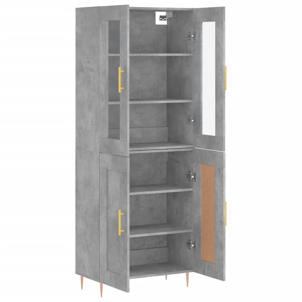 Skříň Highboard Betonově Šedá 69,5X34X180 Cm Kompozitní Dřevo