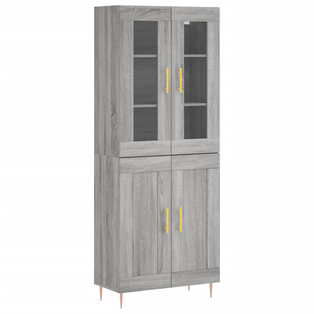 Skříň Highboard Šedá Sonoma 69,5 X 34 X 180 Cm Kompozitní Dřevo