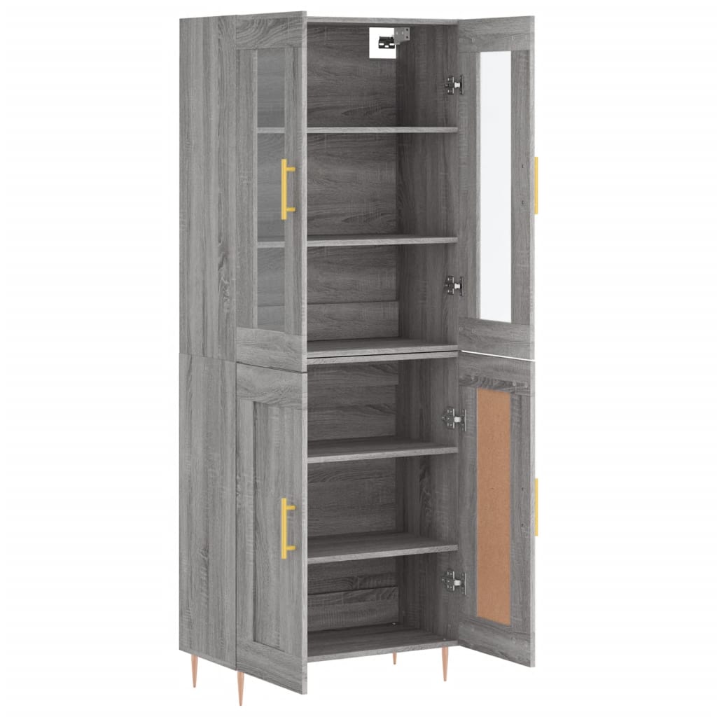 Skříň Highboard Šedá Sonoma 69,5 X 34 X 180 Cm Kompozitní Dřevo