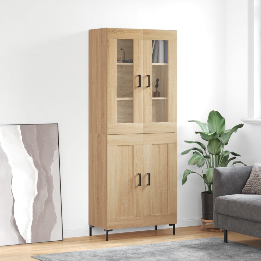 Skříň Highboard Šedá Sonoma 69,5 X 34 X 180 Cm Kompozitní Dřevo