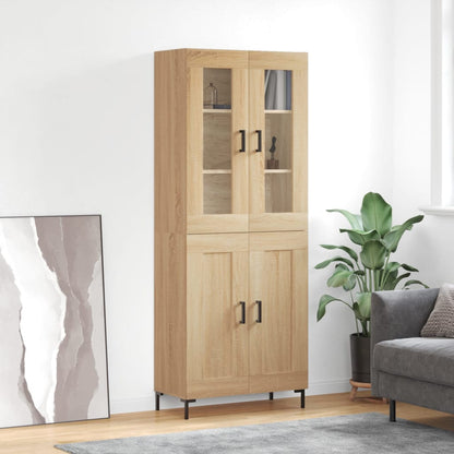 Skříň Highboard Šedá Sonoma 69,5 X 34 X 180 Cm Kompozitní Dřevo