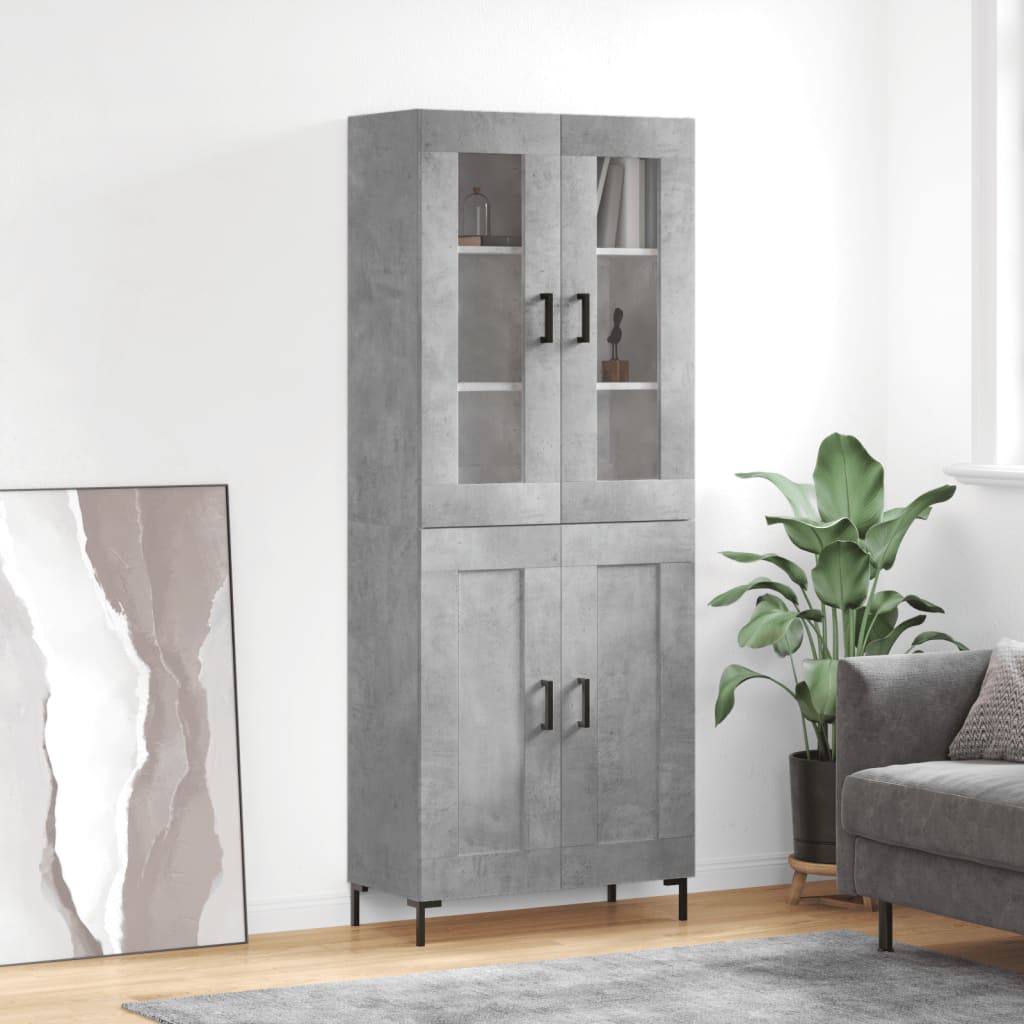 Skříň Highboard Šedá Sonoma 69,5 X 34 X 180 Cm Kompozitní Dřevo