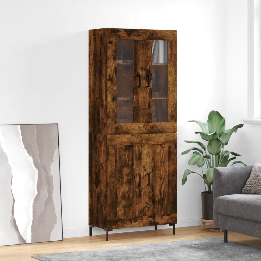Skříň Highboard Šedá Sonoma 69,5 X 34 X 180 Cm Kompozitní Dřevo