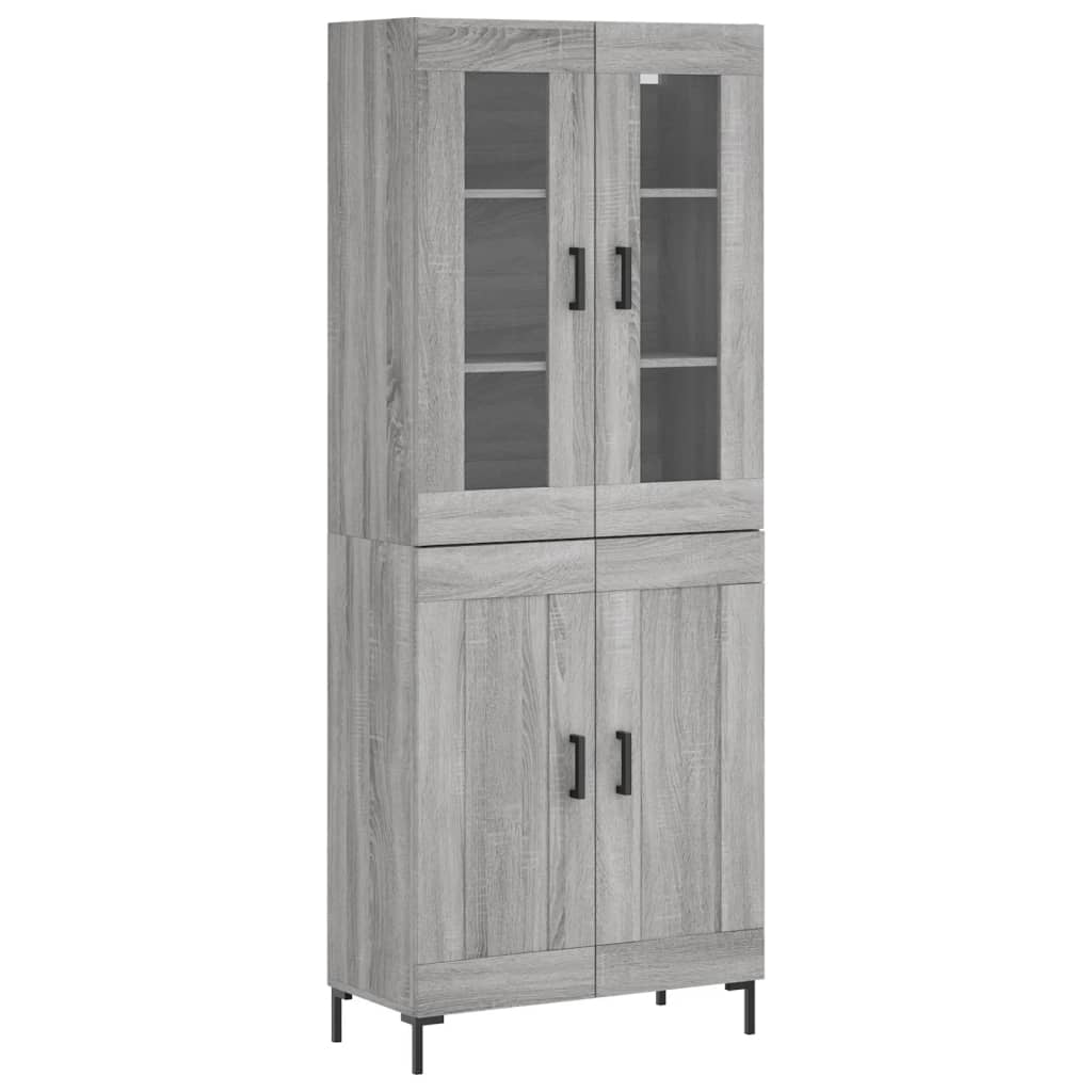 Skříň Highboard Šedá Sonoma 69,5 X 34 X 180 Cm Kompozitní Dřevo