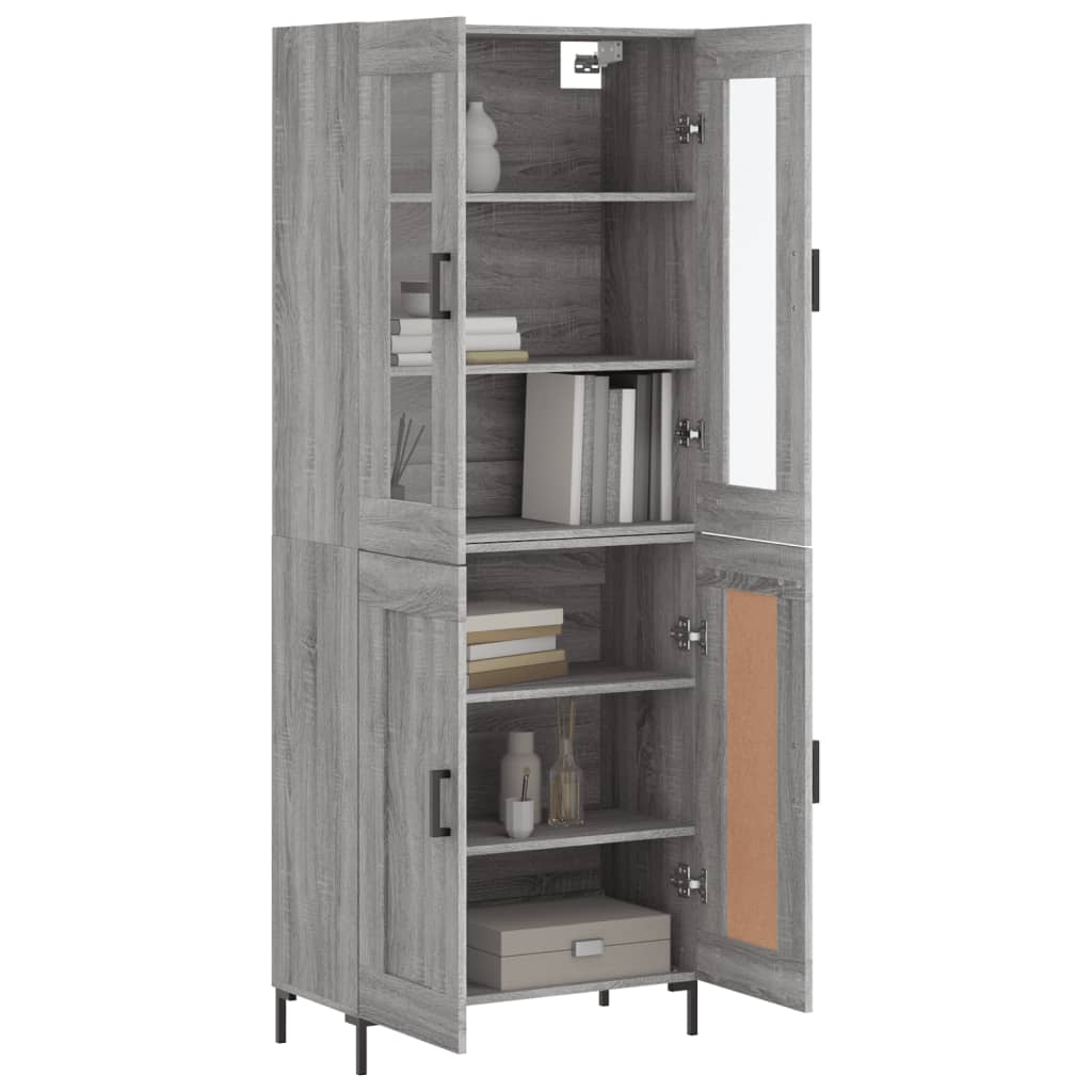 Skříň Highboard Šedá Sonoma 69,5 X 34 X 180 Cm Kompozitní Dřevo