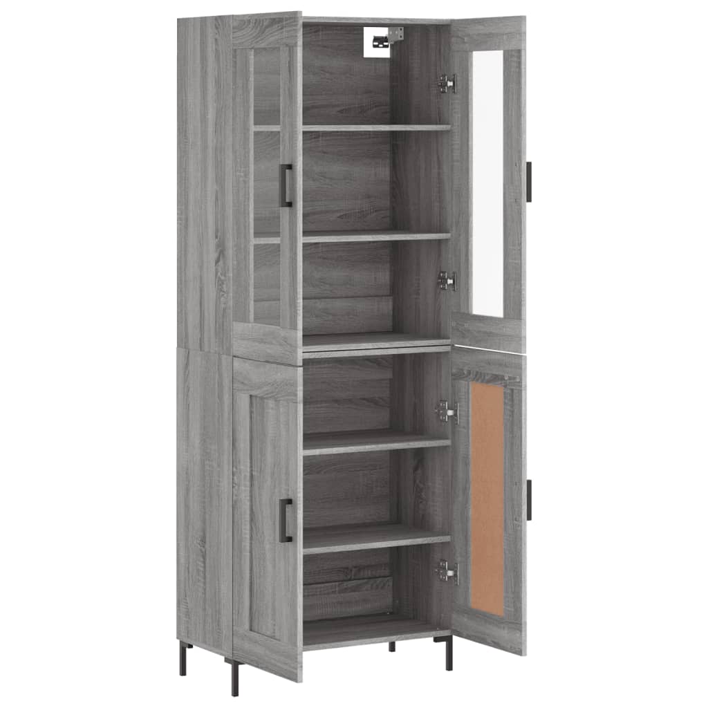 Skříň Highboard Šedá Sonoma 69,5 X 34 X 180 Cm Kompozitní Dřevo