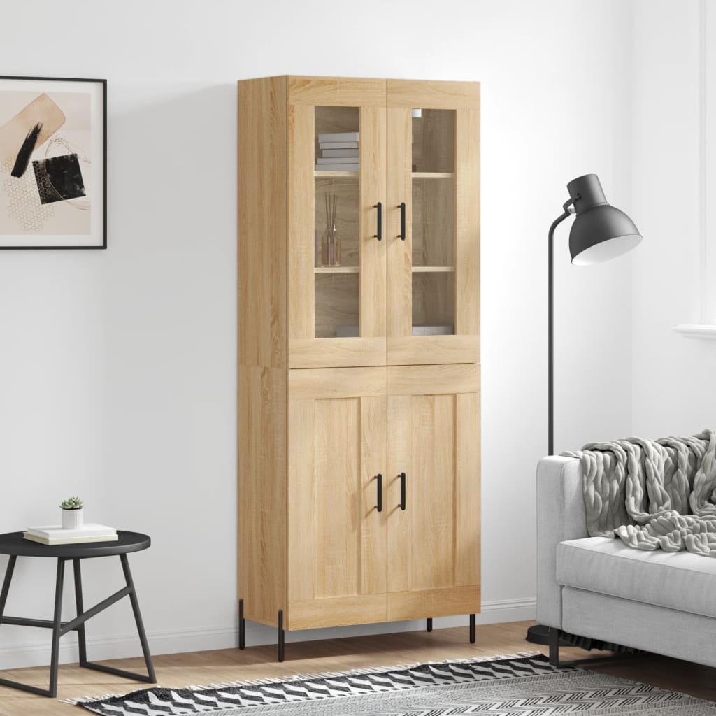 Skříň Highboard Betonově Šedá 69,5X34X180 Cm Kompozitní Dřevo