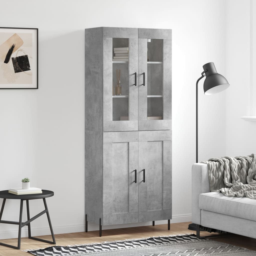 Skříň Highboard Betonově Šedá 69,5X34X180 Cm Kompozitní Dřevo