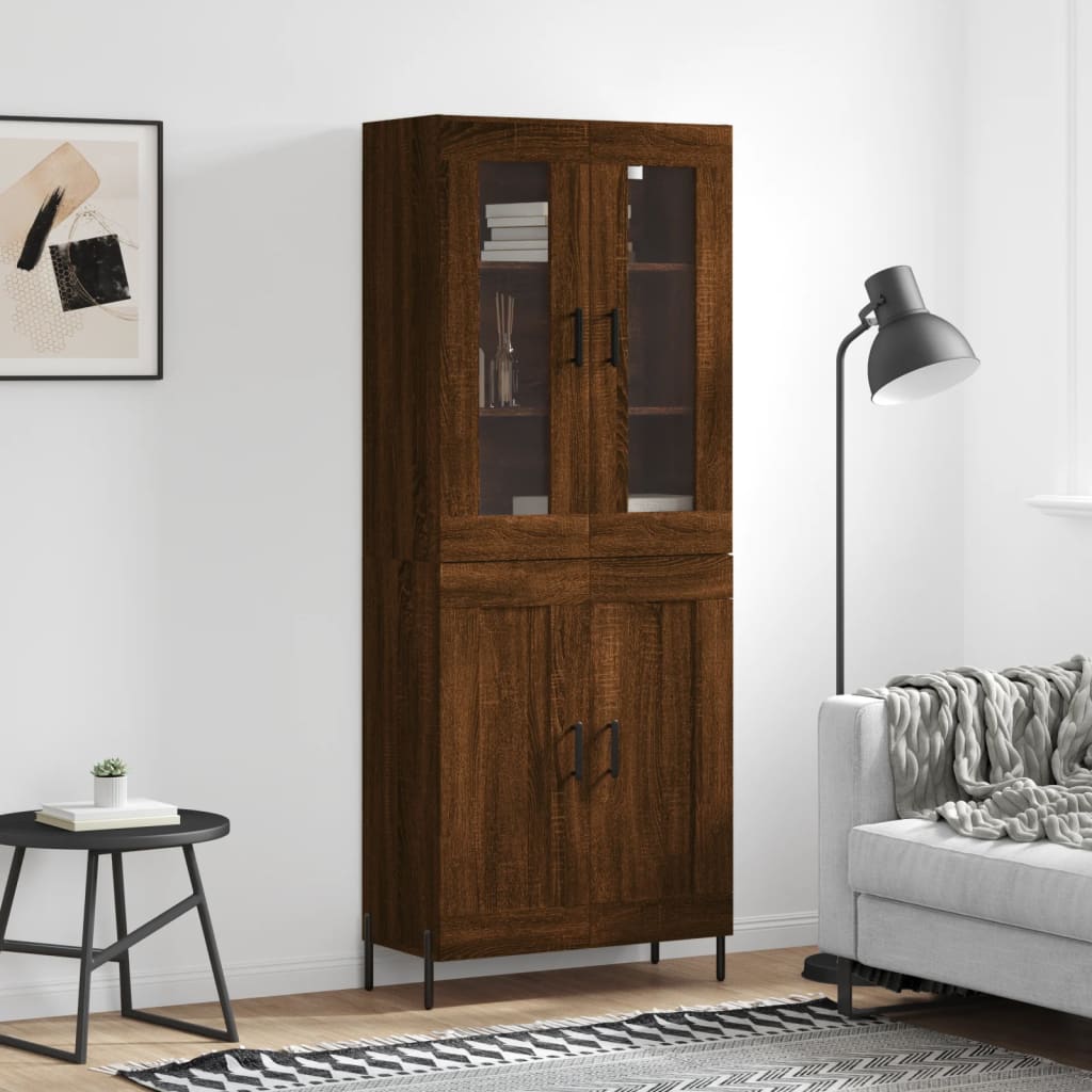Skříň Highboard Betonově Šedá 69,5X34X180 Cm Kompozitní Dřevo