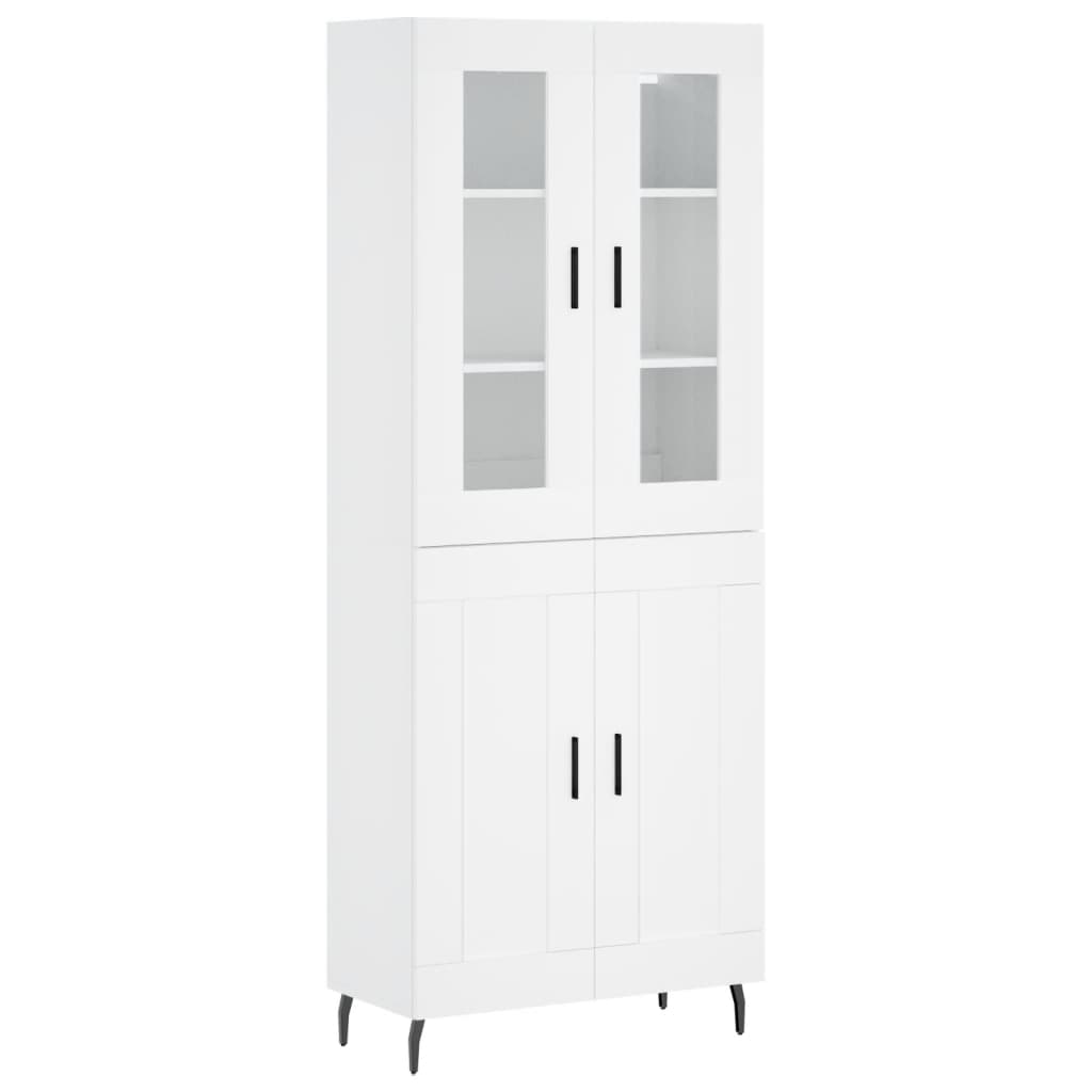 Skříň Highboard Bílá 69,5 X 34 X 180 Cm Kompozitní Dřevo