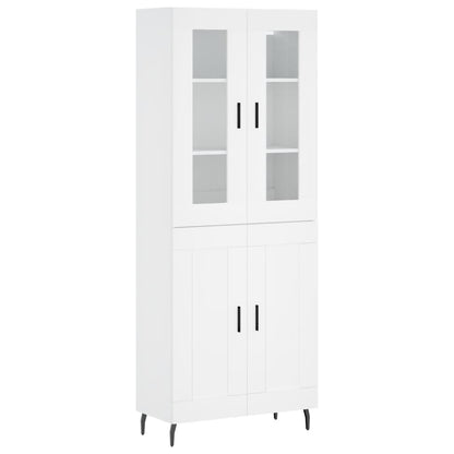Skříň Highboard Bílá 69,5 X 34 X 180 Cm Kompozitní Dřevo