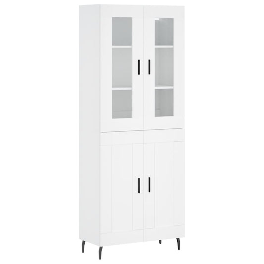 Skříň Highboard Bílá 69,5 X 34 X 180 Cm Kompozitní Dřevo