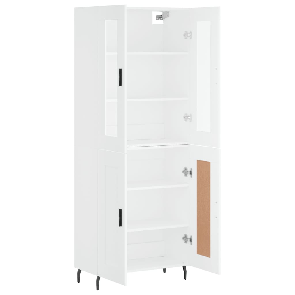 Skříň Highboard Bílá 69,5 X 34 X 180 Cm Kompozitní Dřevo