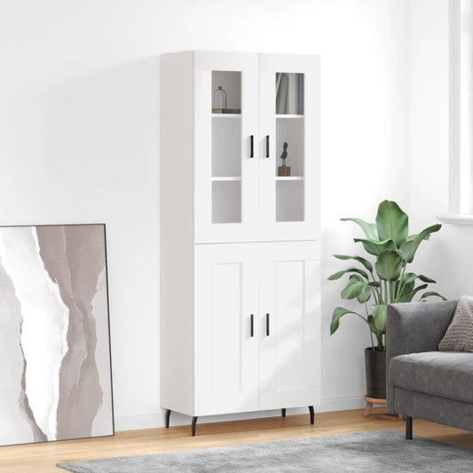 Skříň Highboard Bílá 69,5 X 34 X 180 Cm Kompozitní Dřevo