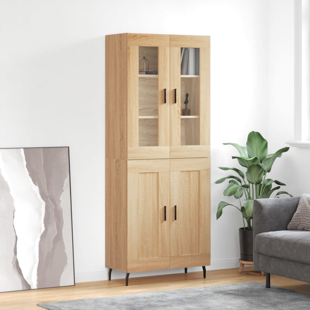 Skříň Highboard Dub Sonoma 69,5 X 34 X 180 Cm Kompozitní Dřevo