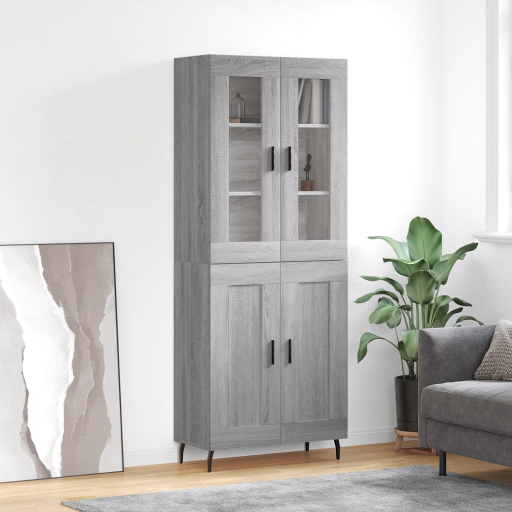 Skříň Highboard Betonově Šedá 69,5X34X180 Cm Kompozitní Dřevo