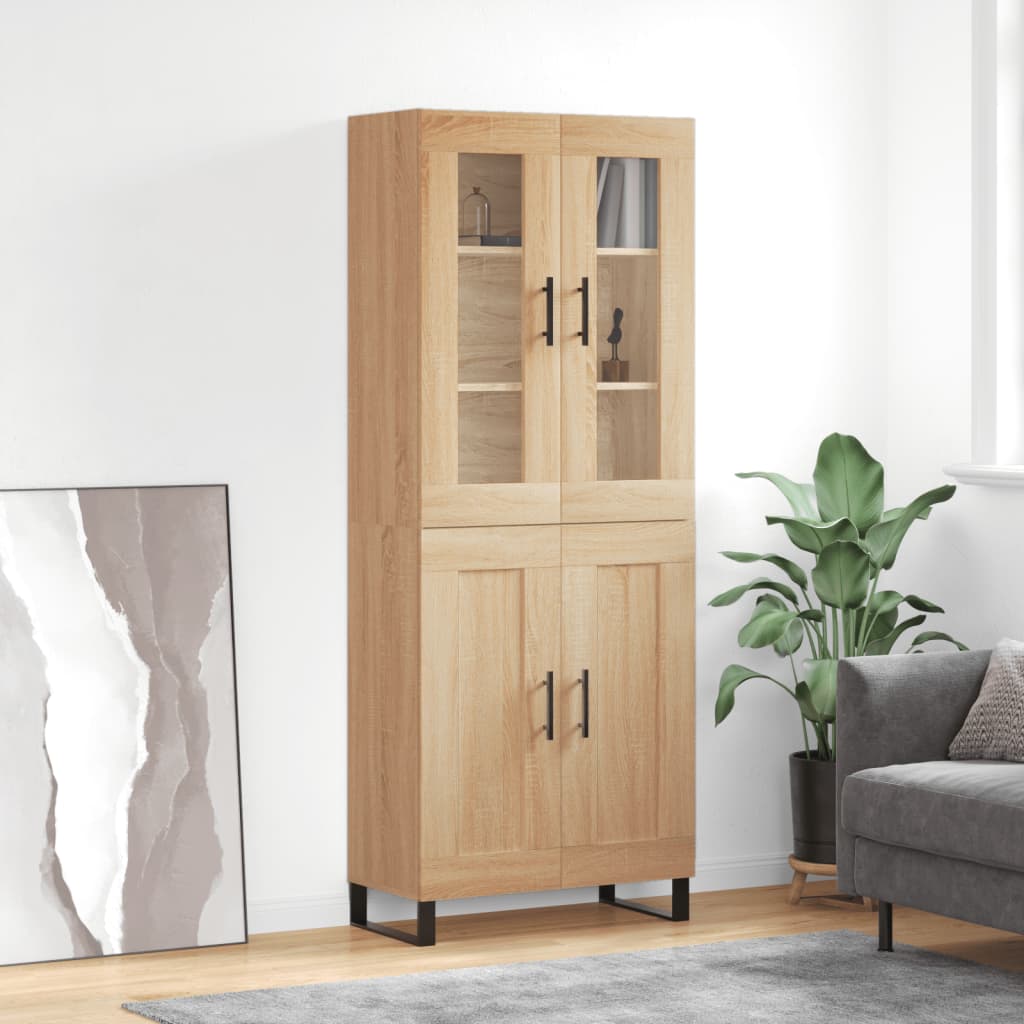 Skříň Highboard Betonově Šedá 69,5X34X180 Cm Kompozitní Dřevo