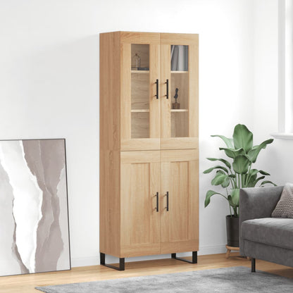 Skříň Highboard Betonově Šedá 69,5X34X180 Cm Kompozitní Dřevo