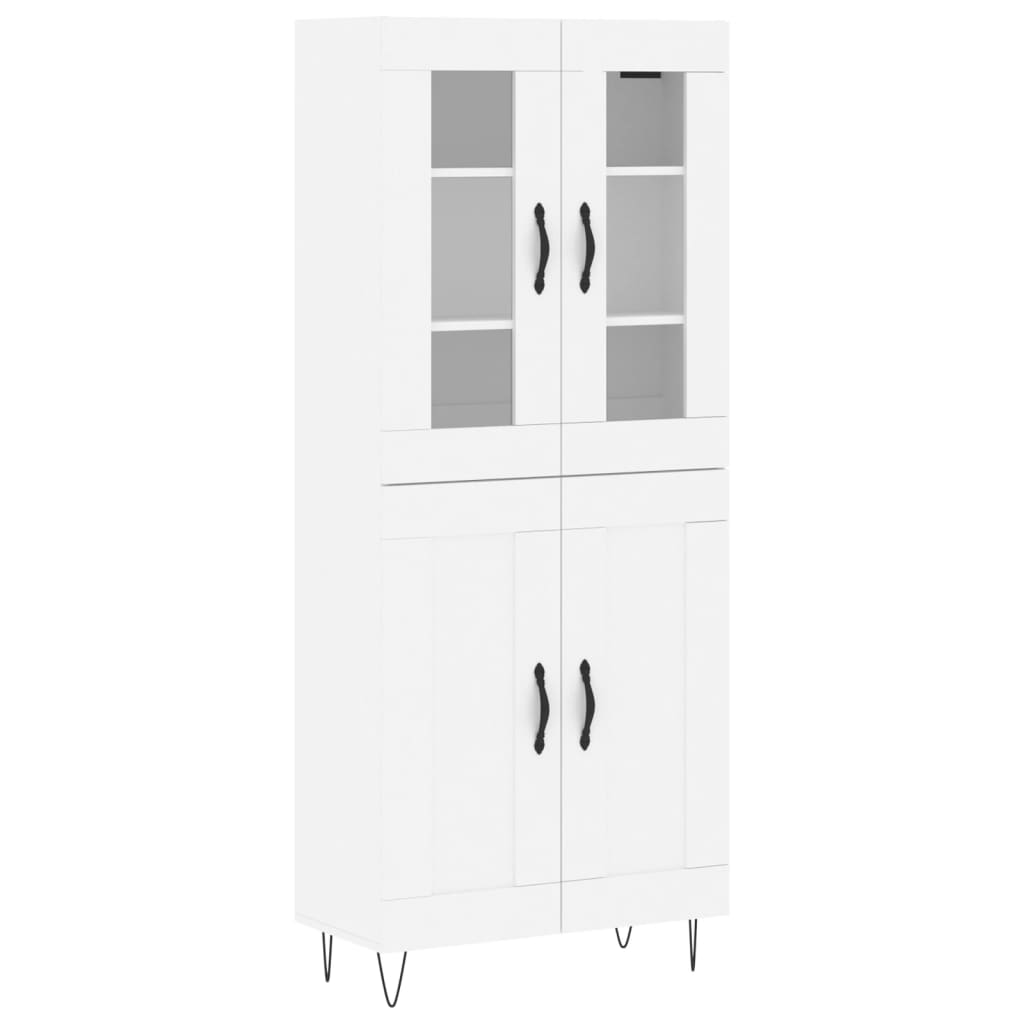 Skříň Highboard Bílá 69,5 X 34 X 180 Cm Kompozitní Dřevo