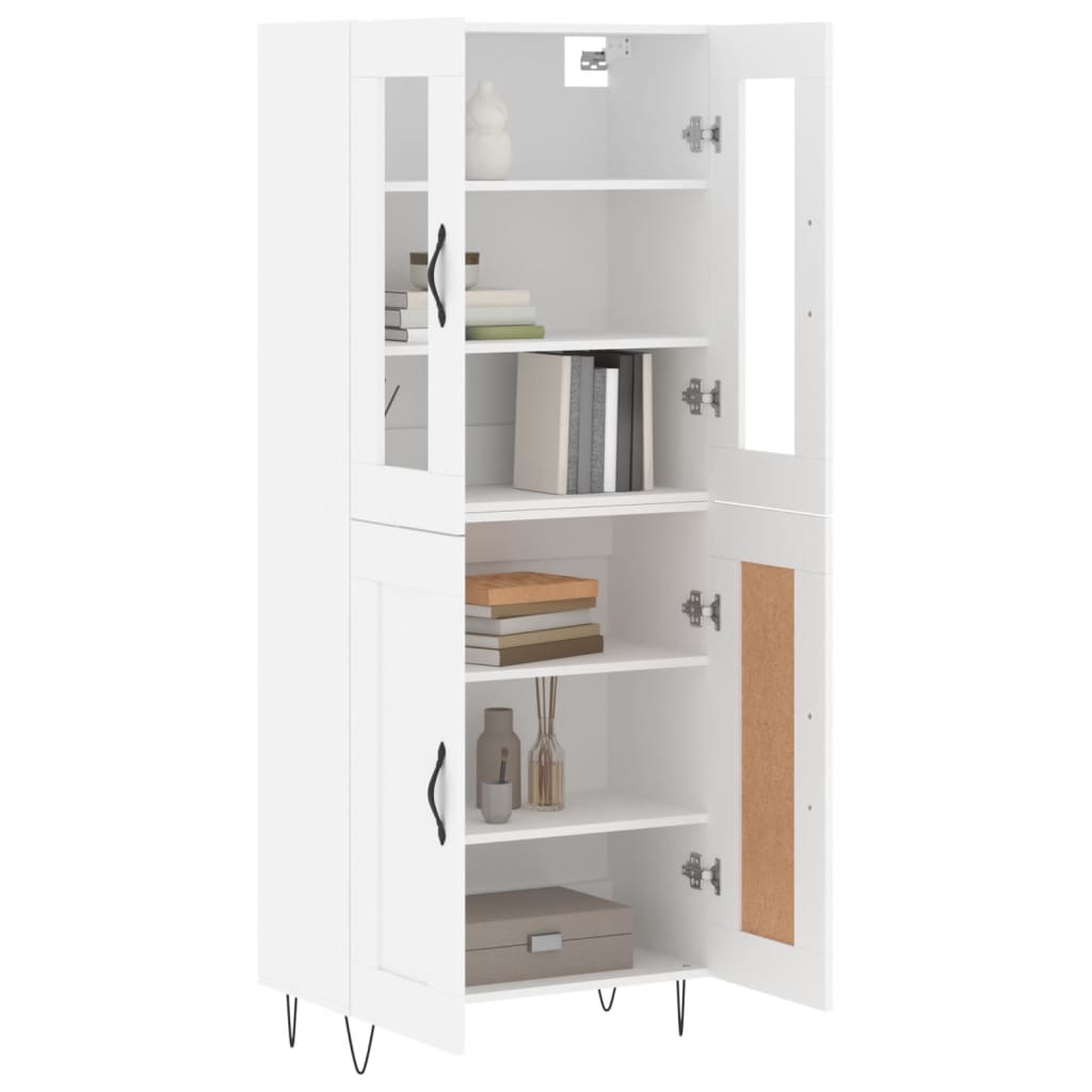 Skříň Highboard Bílá 69,5 X 34 X 180 Cm Kompozitní Dřevo