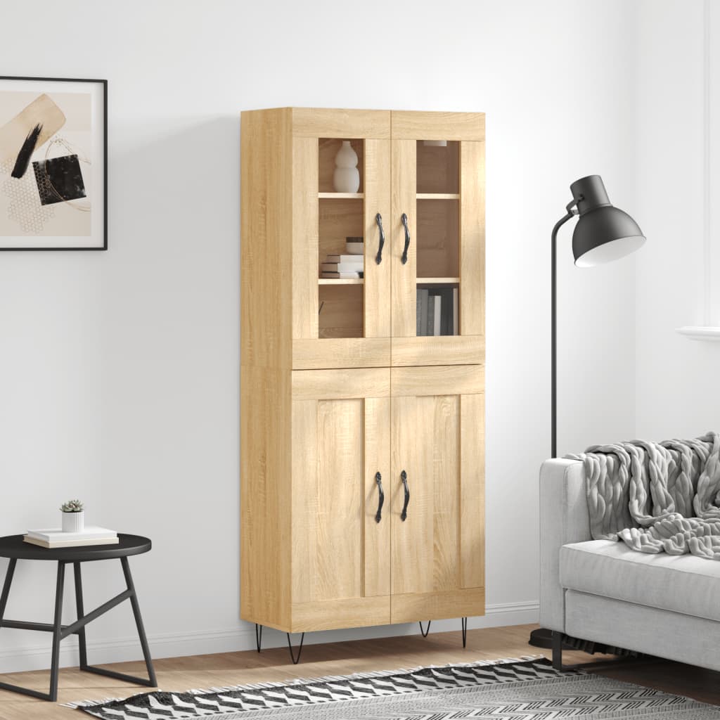 Skříň Highboard Dub Sonoma 69,5 X 34 X 180 Cm Kompozitní Dřevo