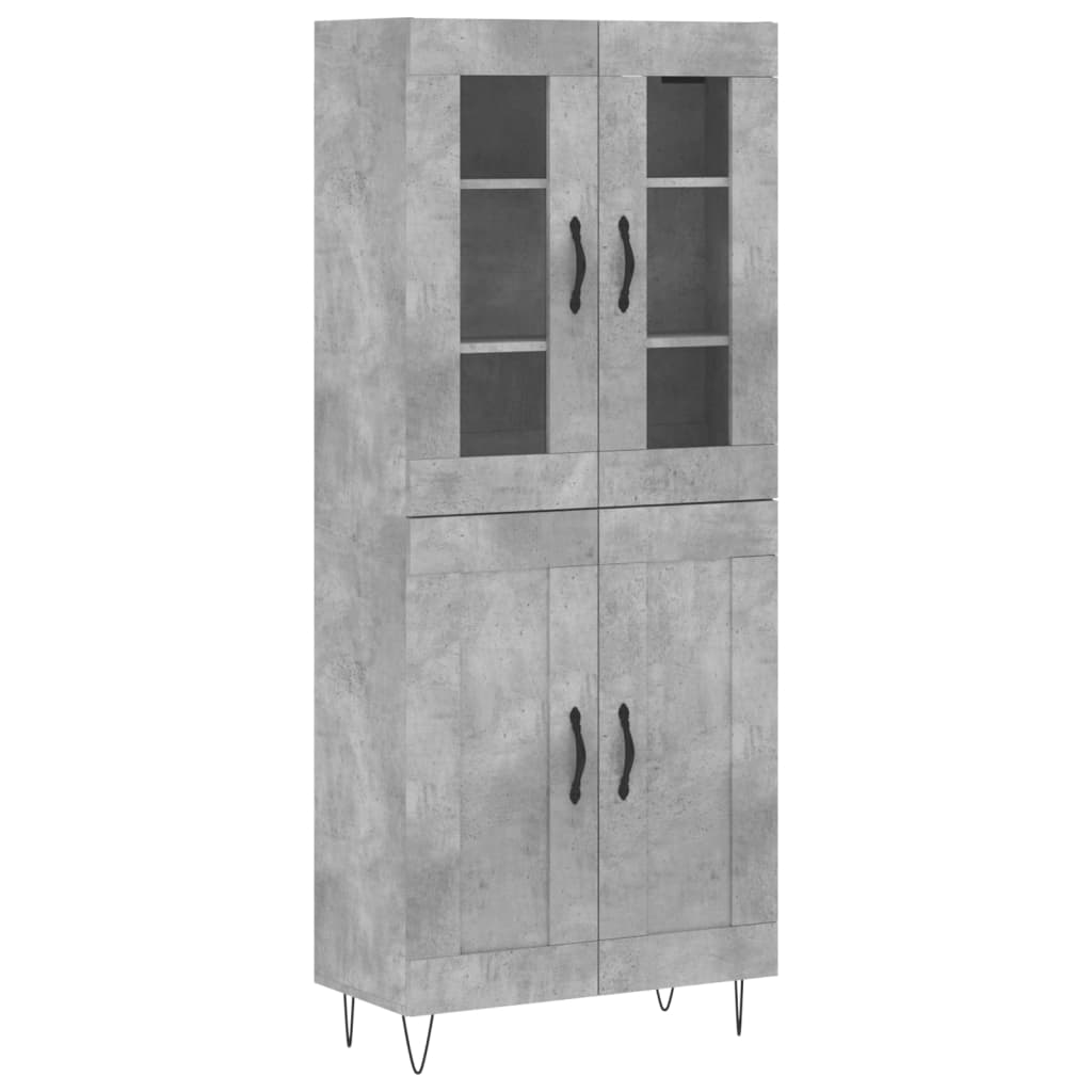 Skříň Highboard Betonově Šedá 69,5X34X180 Cm Kompozitní Dřevo