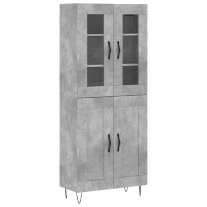 Skříň Highboard Betonově Šedá 69,5X34X180 Cm Kompozitní Dřevo