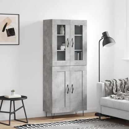 Skříň Highboard Betonově Šedá 69,5X34X180 Cm Kompozitní Dřevo