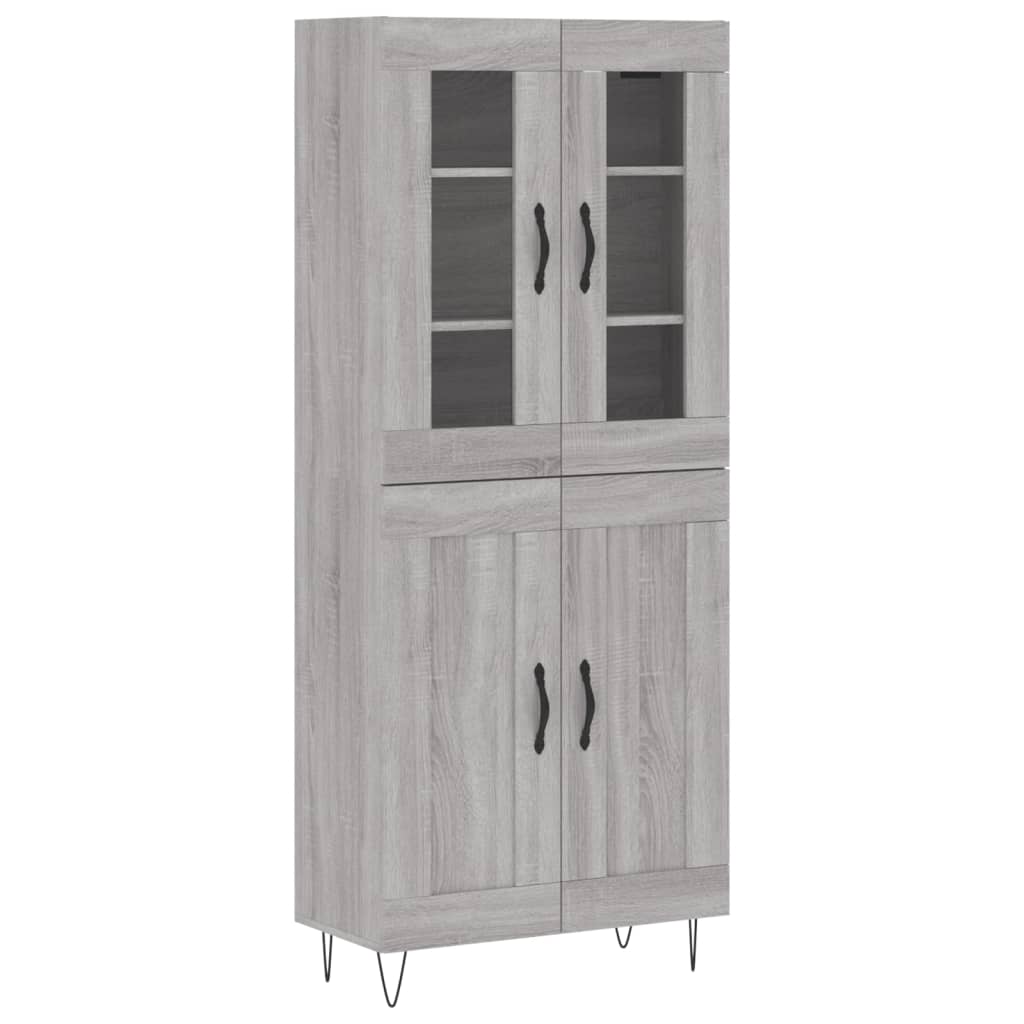 Skříň Highboard Šedá Sonoma 69,5 X 34 X 180 Cm Kompozitní Dřevo