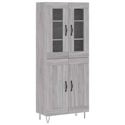 Skříň Highboard Šedá Sonoma 69,5 X 34 X 180 Cm Kompozitní Dřevo