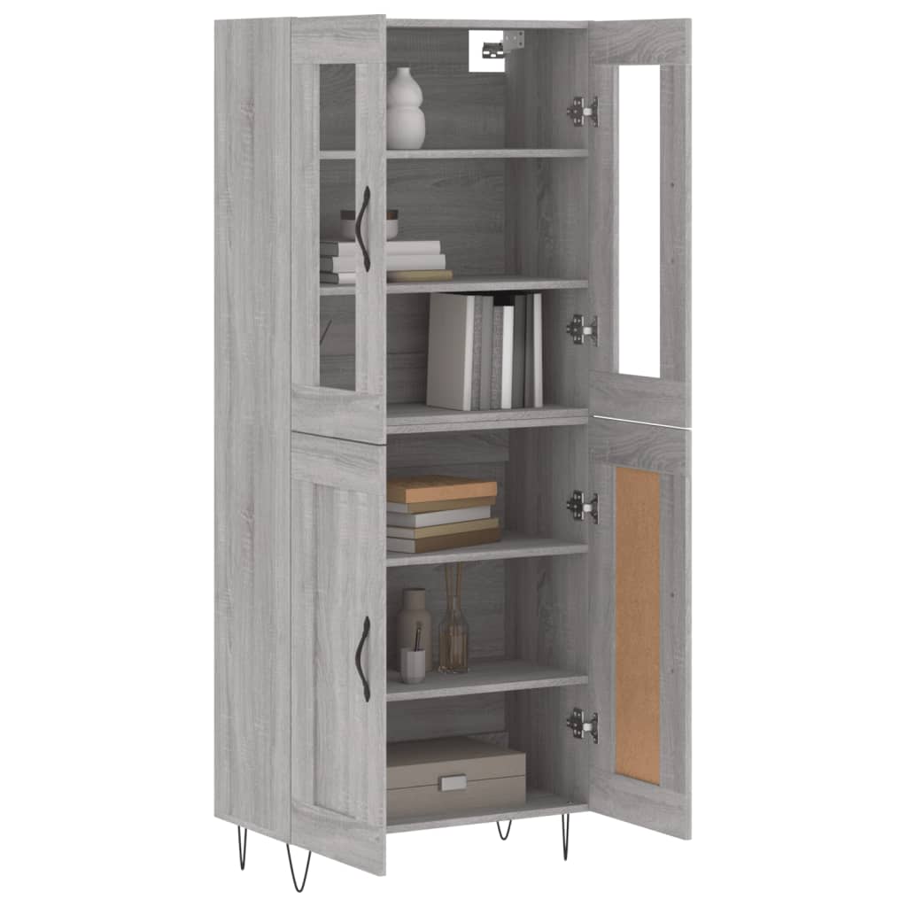 Skříň Highboard Šedá Sonoma 69,5 X 34 X 180 Cm Kompozitní Dřevo