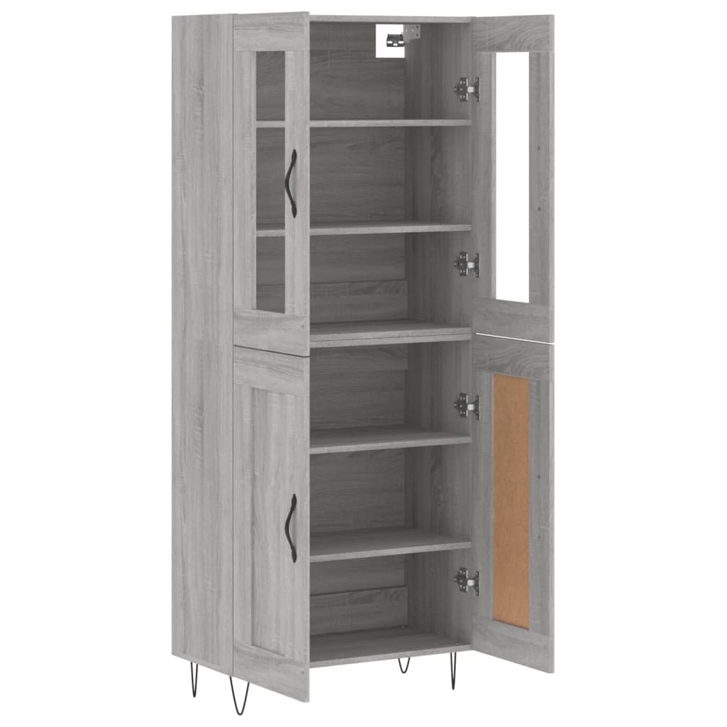 Skříň Highboard Šedá Sonoma 69,5 X 34 X 180 Cm Kompozitní Dřevo
