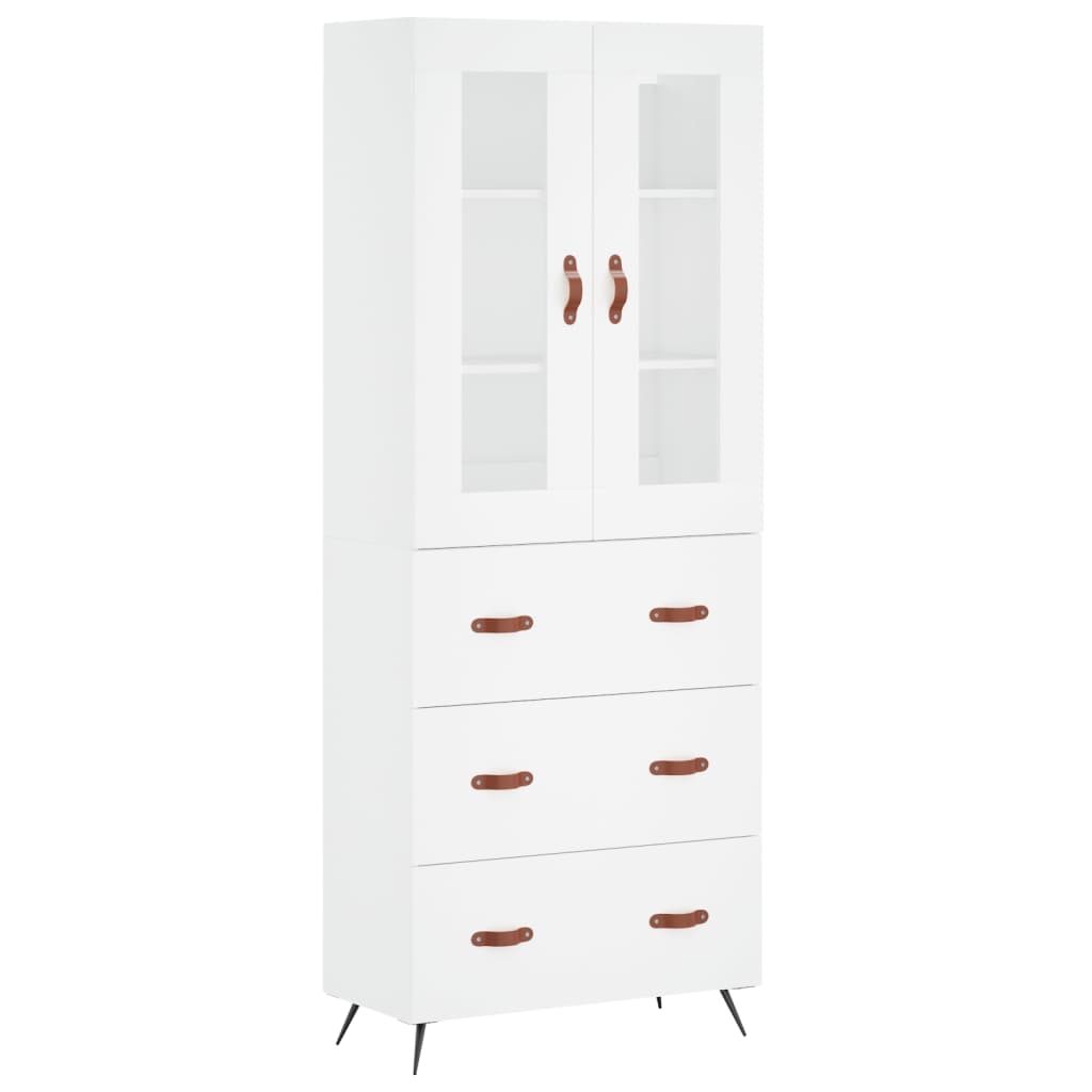 Skříň Highboard Bílá 69,5 X 34 X 180 Cm Kompozitní Dřevo