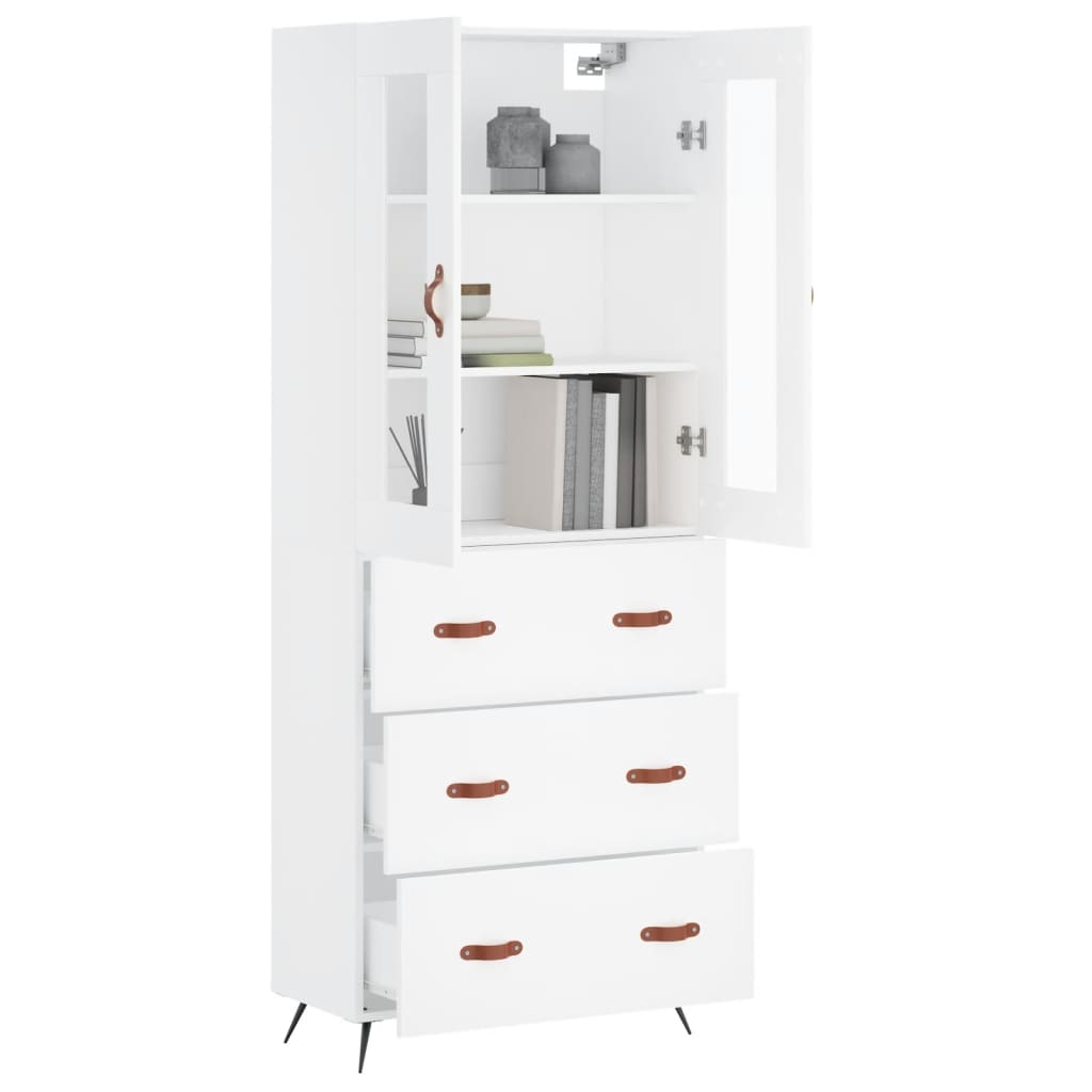 Skříň Highboard Bílá 69,5 X 34 X 180 Cm Kompozitní Dřevo