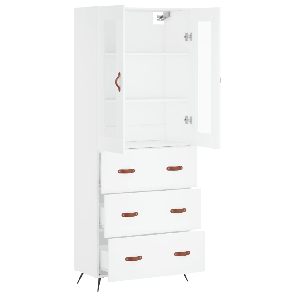 Skříň Highboard Bílá 69,5 X 34 X 180 Cm Kompozitní Dřevo