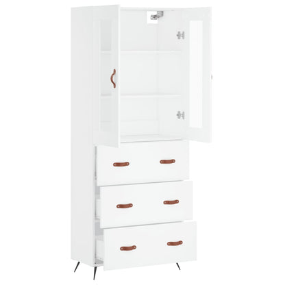 Skříň Highboard Bílá 69,5 X 34 X 180 Cm Kompozitní Dřevo