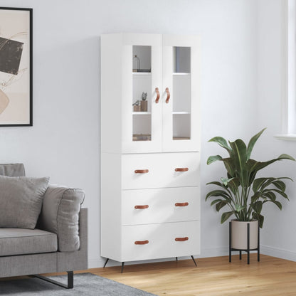 Skříň Highboard Bílá 69,5 X 34 X 180 Cm Kompozitní Dřevo