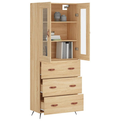 Skříň Highboard Dub Sonoma 69,5 X 34 X 180 Cm Kompozitní Dřevo