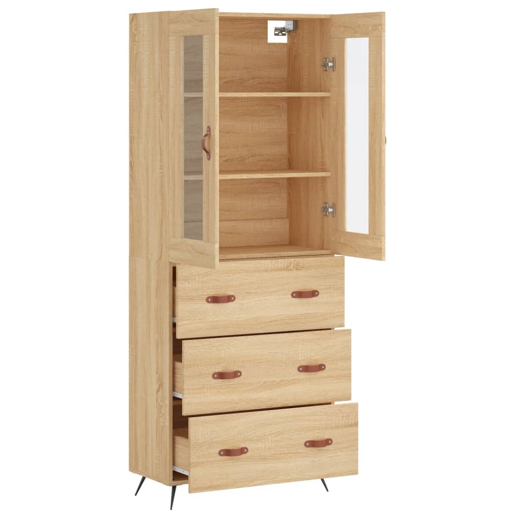 Skříň Highboard Dub Sonoma 69,5 X 34 X 180 Cm Kompozitní Dřevo