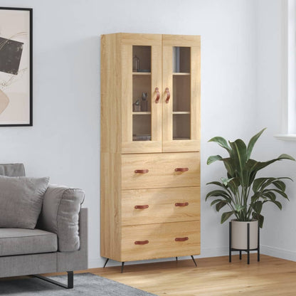 Skříň Highboard Dub Sonoma 69,5 X 34 X 180 Cm Kompozitní Dřevo