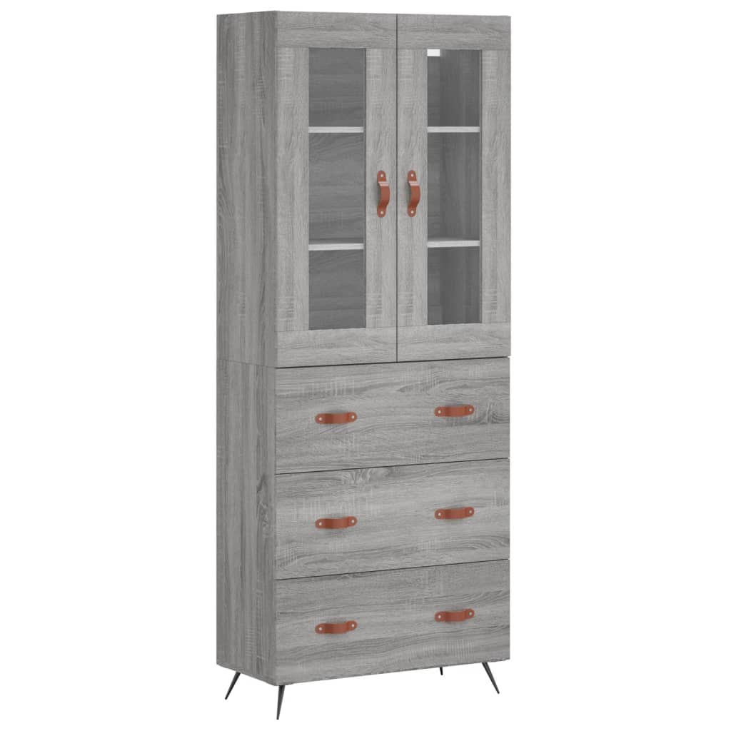 Skříň Highboard Šedá Sonoma 69,5 X 34 X 180 Cm Kompozitní Dřevo