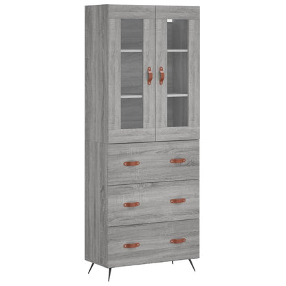 Skříň Highboard Šedá Sonoma 69,5 X 34 X 180 Cm Kompozitní Dřevo
