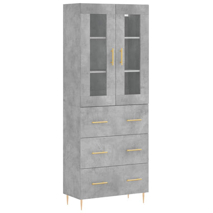Skříň Highboard Betonově Šedá 69,5X34X180 Cm Kompozitní Dřevo